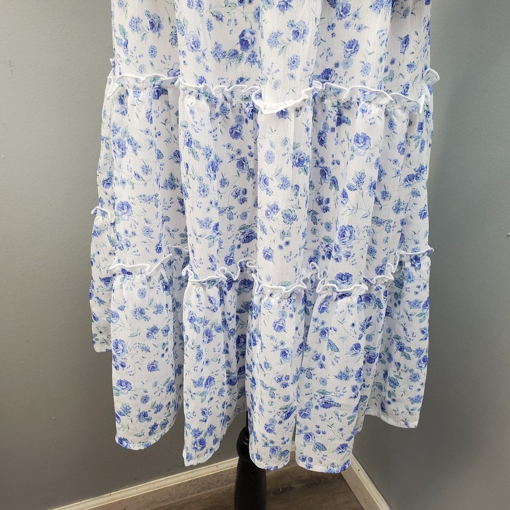 Altar'd State Tiered Mini Dress Womens Large Multi Floral Cap Sleeve Sweetheart - Picture 10 of 11